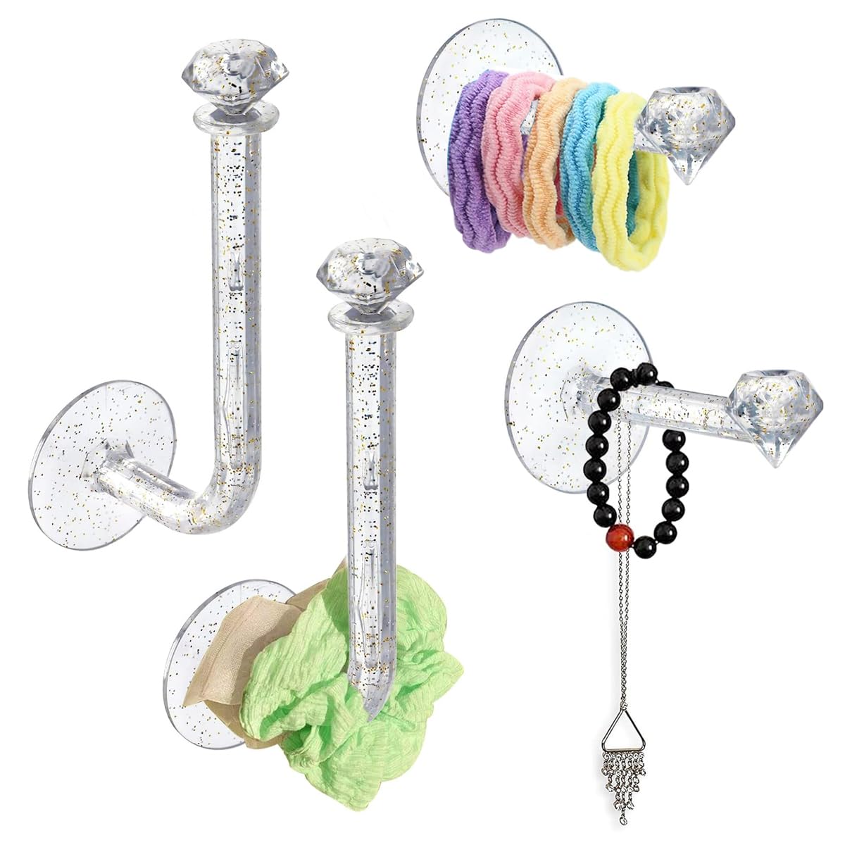 MAYCREATE® 4Pcs Headband Holder Stand Scrunchie Organizer, Acrylic Clear Glitter Adhesive Scrunchy Holder Scrunchie Tower Storage Wall Hook for Women Girl Headband Bracelet Necklace MAYCREATE® 4Pcs Headband Holder Stand Scrunchie Organizer, Acrylic Clear Glitter Adhesive Scrunchy Holder Scrunchie Tower Storage Wall Hook for Women Girl Headband Bracelet Necklace